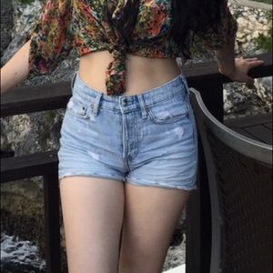 High waisted distressed shorts